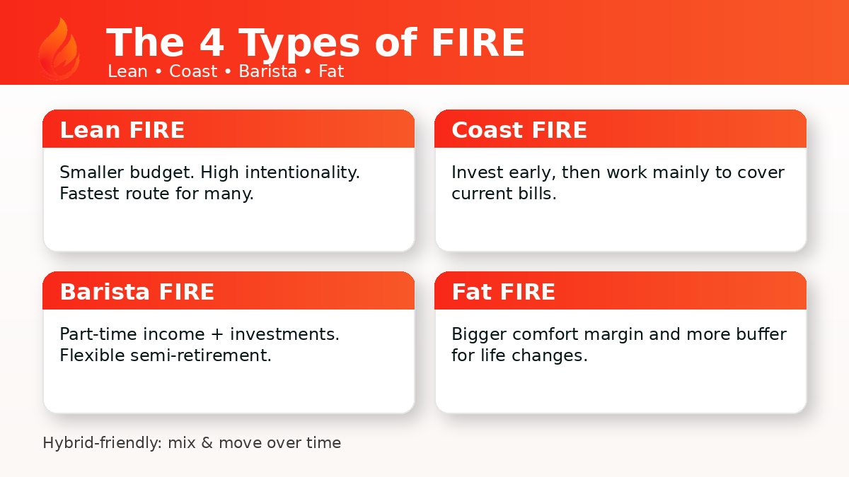 The 4 Types of FIRE: Lean, Coast, Barista & Fat (Examples)